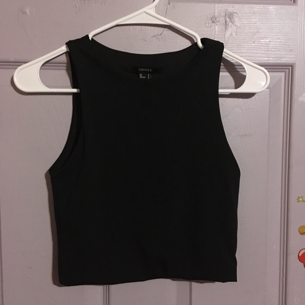 Forever 21 Black Cropped Tank Top Size Small